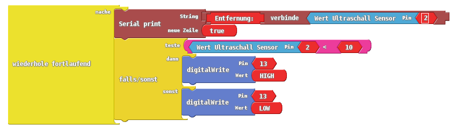 Ultraschallsensor ArduBlock